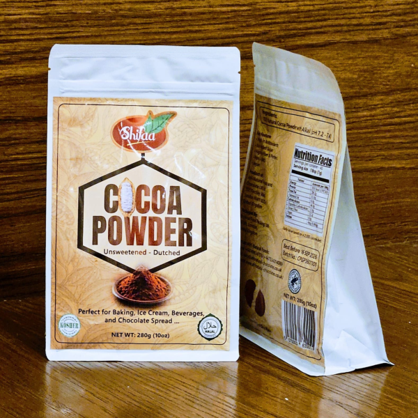 Cocoa Powder Unsweetened, Shifaa Alkalized - Reddish Brown:10 -12% | Rich in Antioxidants, High Fibre & Protein | No Sugar Added | Vegan, Non-GMO | Halal & Kosher | For Baking, Drinks, Desserts – 280g (Copy) - Image 2